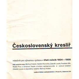 Československý kreslíř 1934-1935 (časopis, kresba, příručka, mj. Barvy jako vjemová jakost, Technické kreslení, O kresbě perem, Konvičkovy modely nábytku)