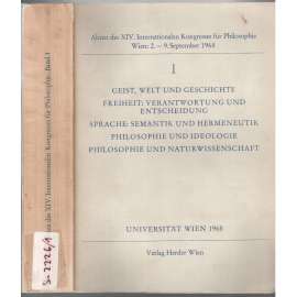 Akten des XIV. Internationalen Kongresses für Philosophie I [akta mezinárodního kongresu o filozofii]