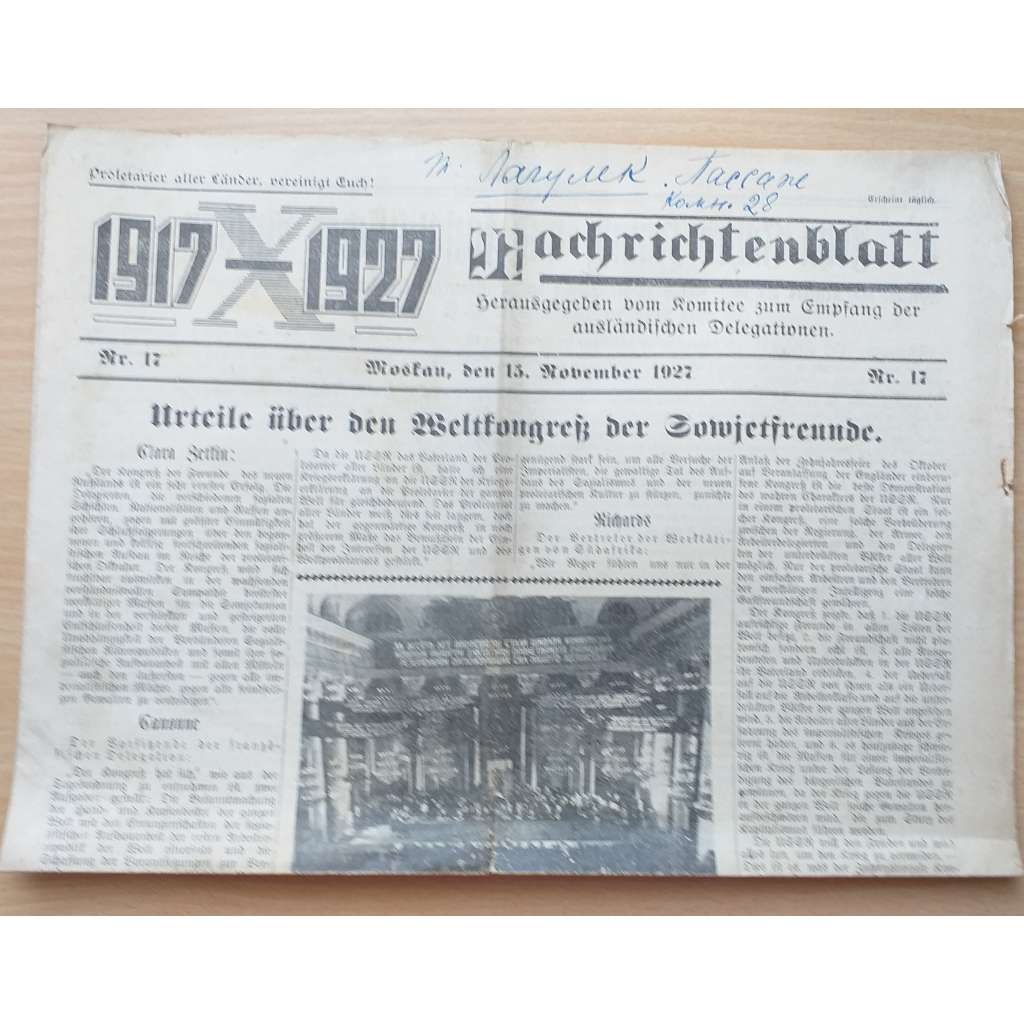 Nachrichtenblatt. Nr. 17, den 15. November 1927 [socialismus, SSSR, noviny, č. 17. 15. listopadu 1927]