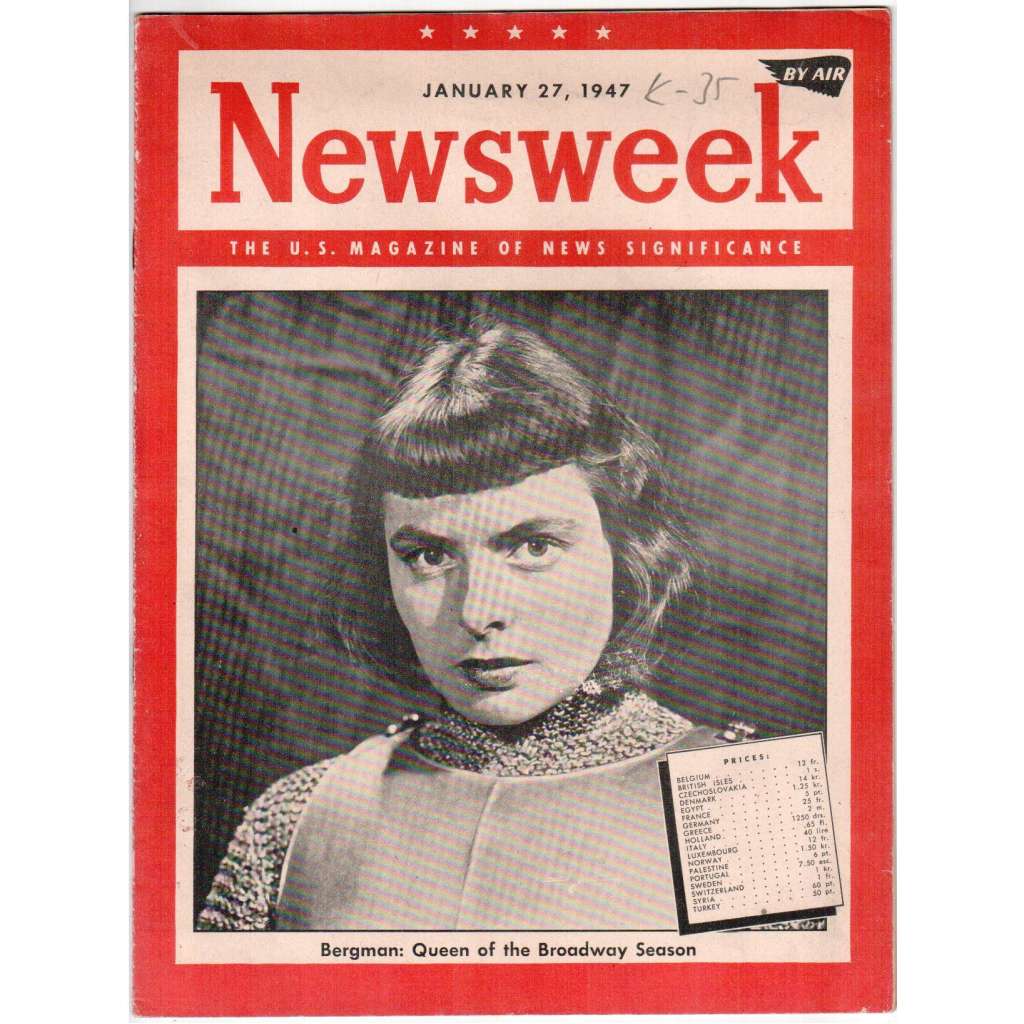 Newsweek. The U.S. Magazine of News Significance. January 27, 1947 [časopis USA, 27. ledna 1947]