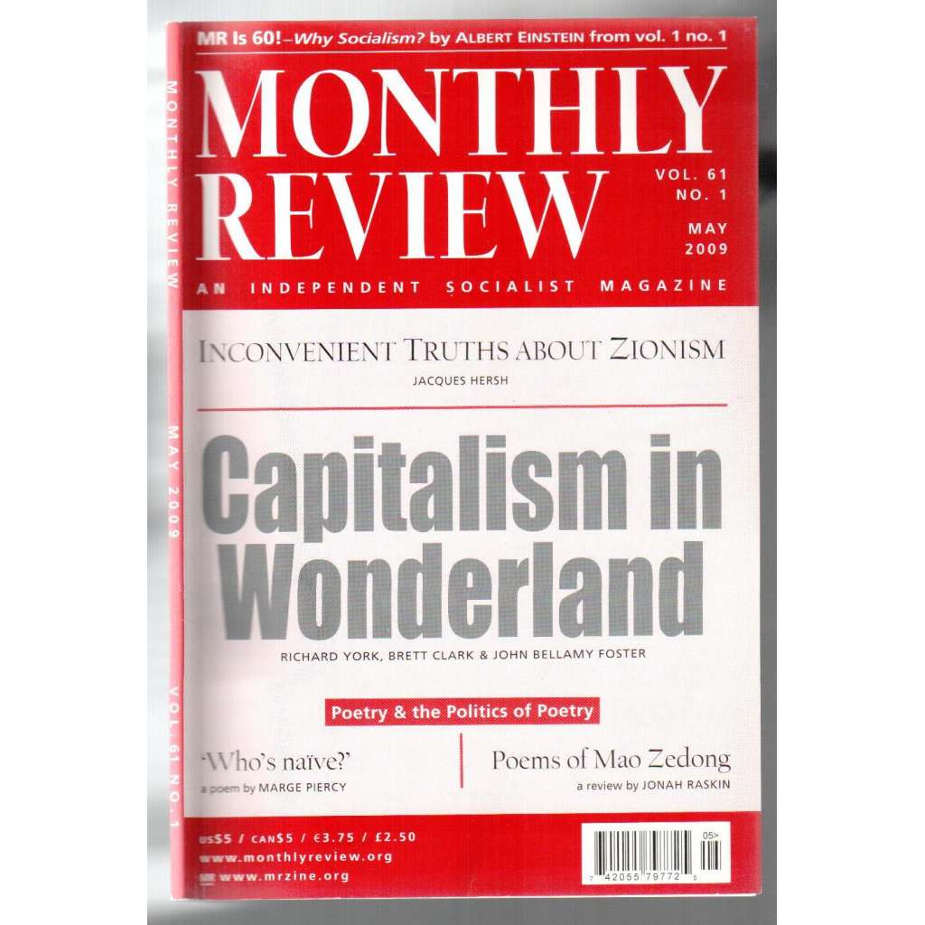 Monthly Review. An Independent Socialist Magazine. Vol. 61, No. 1, May 2009 [měsíčník USA, květen 2009]