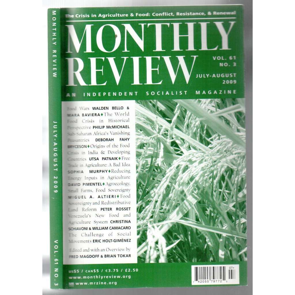 Monthly Review. An Independent Socialist Magazine. Vol. 61, No. 3, July - August 2009 [měsíčník USA, červenec - srpen 2009]