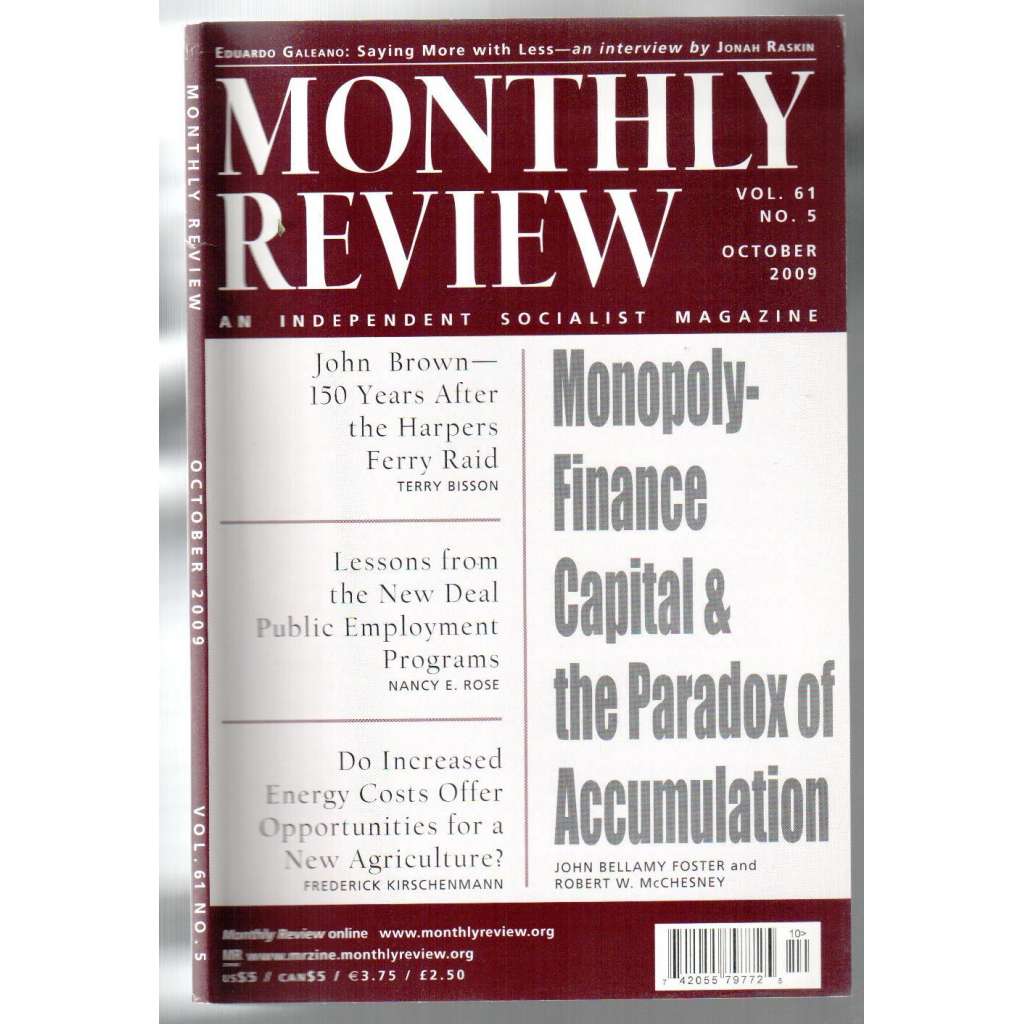 Monthly Review. An Independent Socialist Magazine. Vol. 61, No. 5, October 2009 [měsíčník USA, říjen 2009]