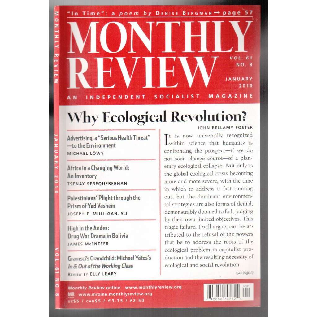 Monthly Review. An Independent Socialist Magazine. Vol. 61, No. 8, January 2010 [měsíčník USA, leden 2010]