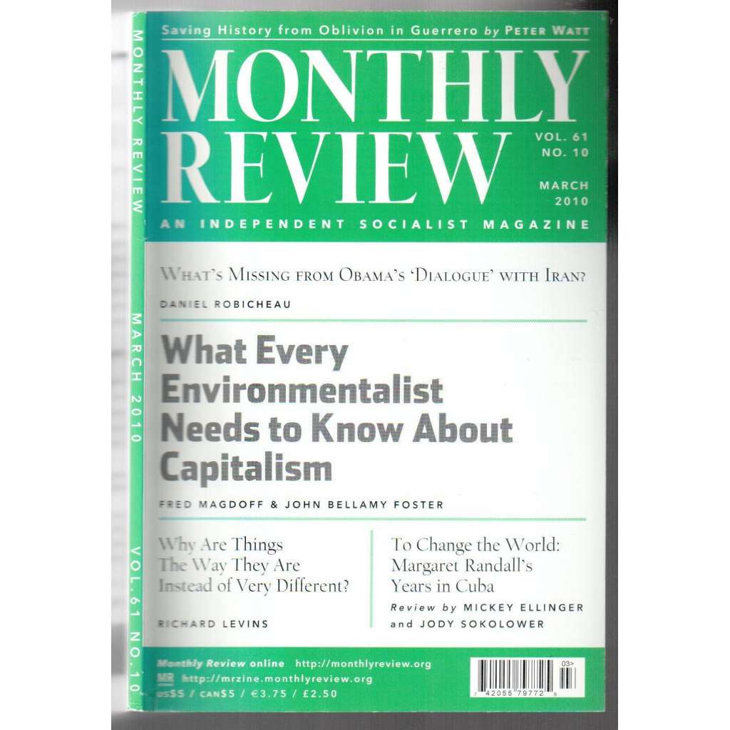 Monthly Review. An Independent Socialist Magazine. Vol. 61, No. 10, March 2010 [měsíčník USA, březen 2010]