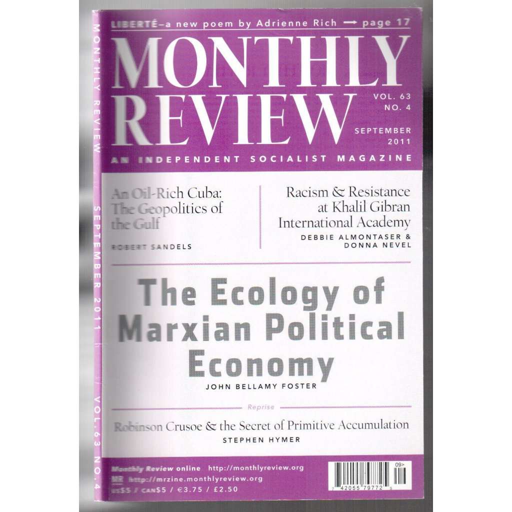 Monthly Review. An Independent Socialist Magazine. Vol. 63, No.4, September 2011 [měsíčník USA, září 2011]