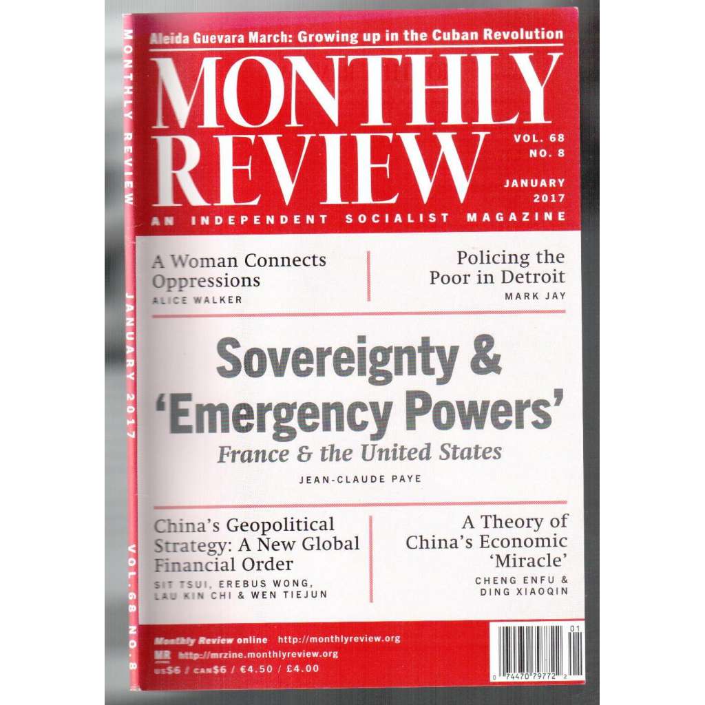 Monthly Review. An Independent Socialist Magazine. Vol. 68, No. 8, January 2017 [měsíčník USA, leden 2017]