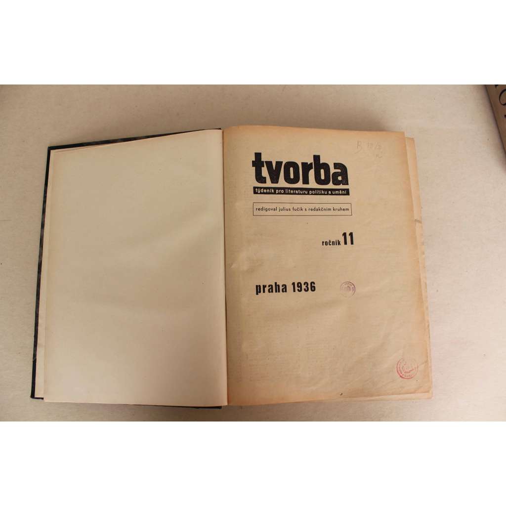 Tvorba. Týdeník pro literaturu, politiku a umění, ročník 11, 1936 (časopis, první republika, komunismus, mj. K. Teige - Čin Romaina Rollanda; E. F. Burian - Lazebník sevillský; Lidové umění na Ukrajině, K. Čapek - příklad celého muže)