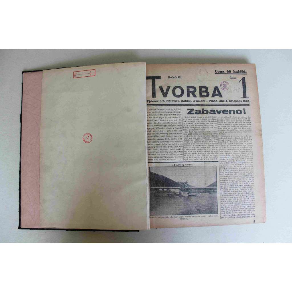 Tvorba. Týdeník pro literaturu, politiku a umění, ročník 3, ročník 4, 1928-1929 (časopis, první republika, mj. 11 let Sovětského svazu, Ukrajina, Charles Chaplin, Guillaume Apollinaire, Tomáš Baťa, Le Corbusier))