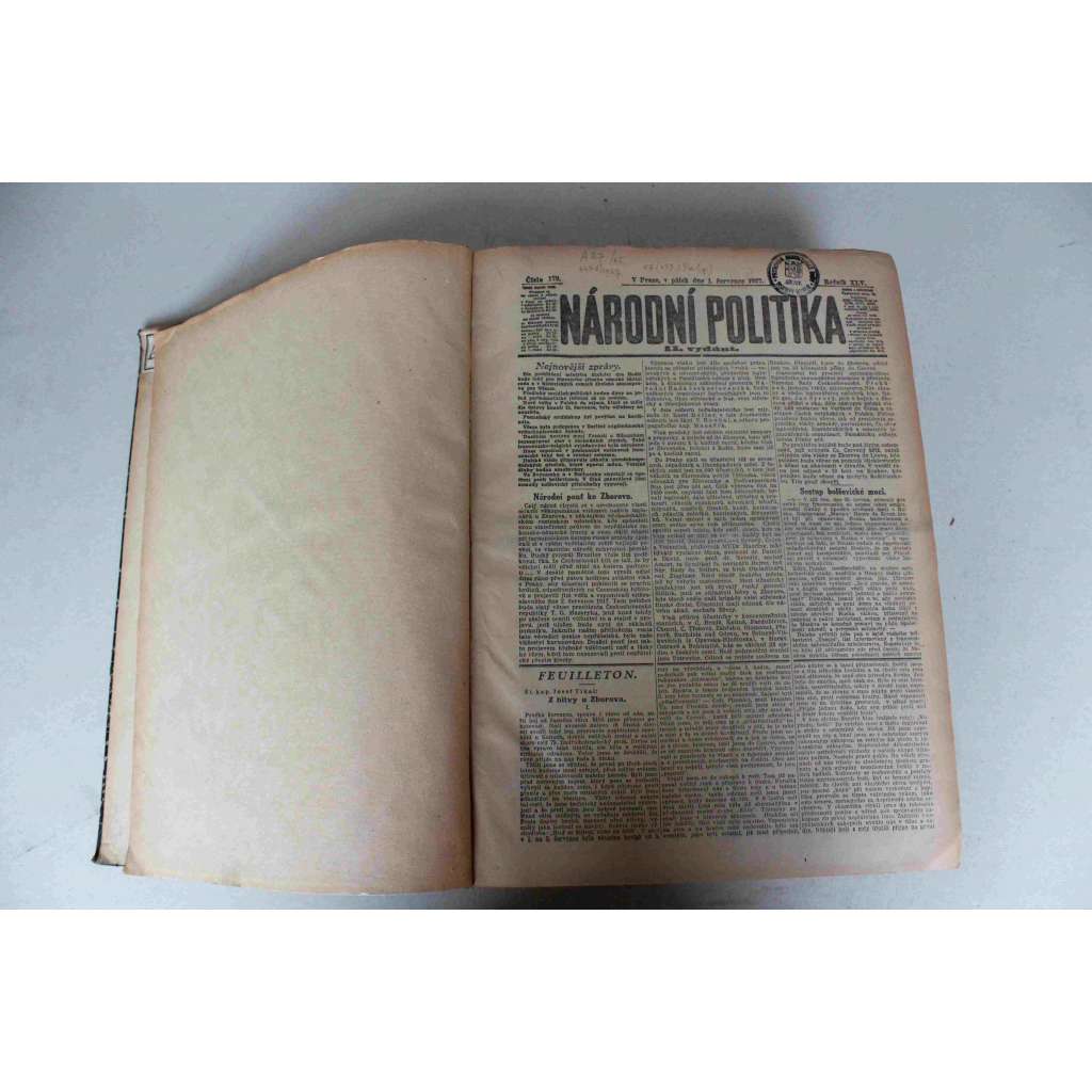 Národní politika 1927, ročník XLV (červenec, srpen) [noviny, deník, první republika, mj. Byrd přeletěl Atlantický oceán, Zborov [legie, legionáři], Dělnická olympiáda v Praze, Jan Hus, Lindbergh, Krvavá revolta ve Vídni, Bude olympiáda v Praze?, inzerce]