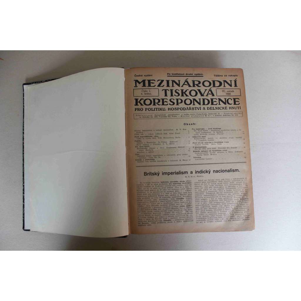 Mezinárodní tisková korespondence pro politiku, hospodářství a dělnické hnutí 1928 (noviny, první republika, komunismus, mj. Čína, Pro leninismus - proti trockismu, Kolonie a polokolonie)