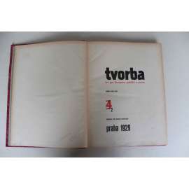 Tvorba. Týdeník pro literaturu, politiku a umění, ročník 4 1929 [sv. 2] (časopis, avantgarda, první republika, mj. K. Teige - Dílo a poslání Adolfa Loose, O Levé frontě,  Legér - Malířství a film, Frigo, Apollinaire - prší, Štyrský)