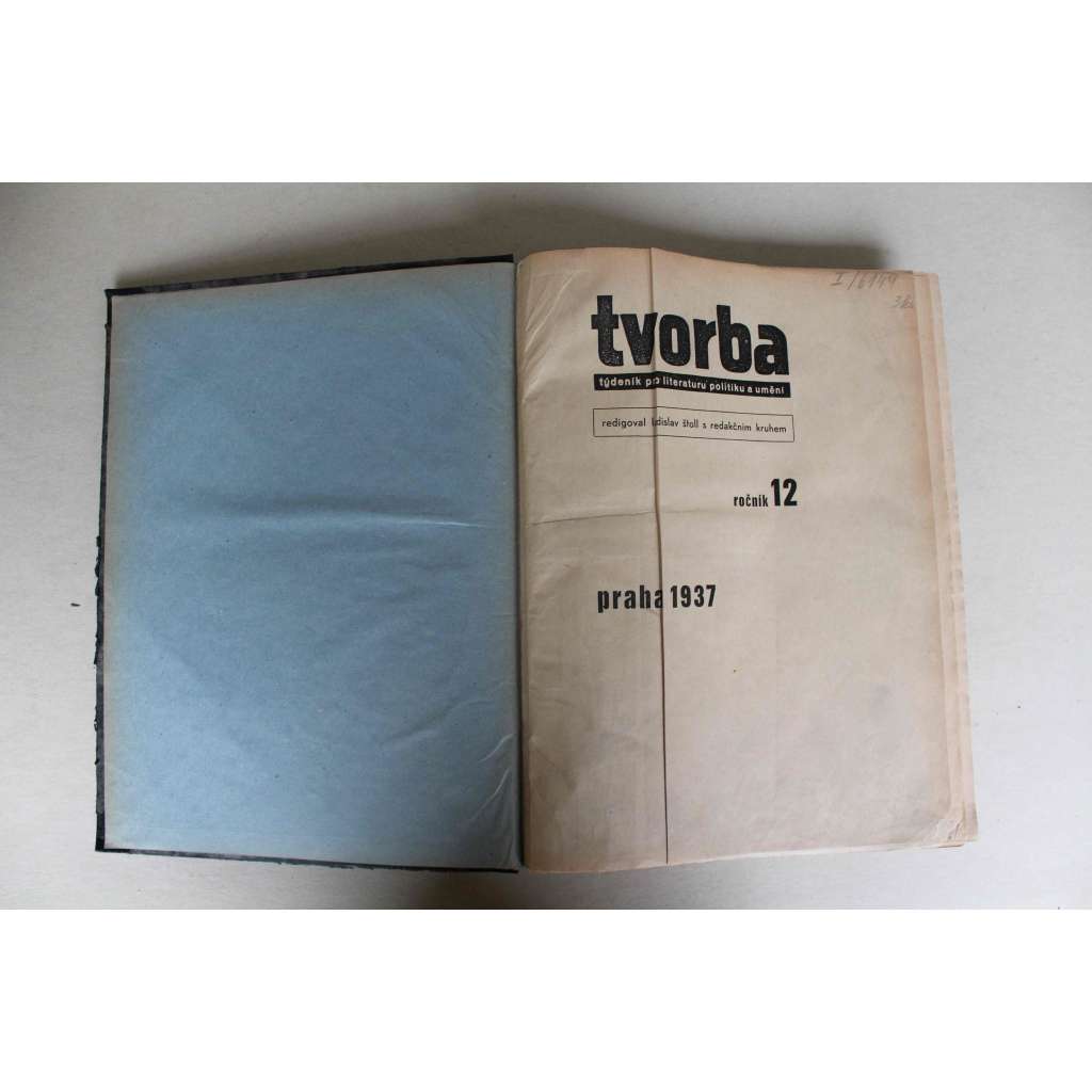 Tvorba. Týdeník pro literaturu, politiku a umění, ročník XII, 1937 (časopis, první republika, komunismus, mj. Z. Nejedlý - Voskovec a Werich; Šalda a Slovensko; Masaryk, Československo a my Němci; E. F. Burian a žák; Smrt kolem escorialu)