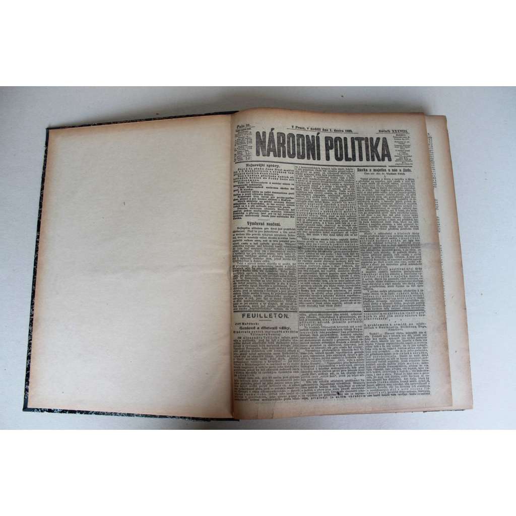 Národní politika 1920, ročník XXXVIII (únor) (noviny, deník, první republika, mj. Návrat pluku Mistra Jana Husi ze Sibiře [legie, legionáři], Hlučínsko, Dohoda nepřipustí nastolení Habsburků, Admirál Kolčak popraven)