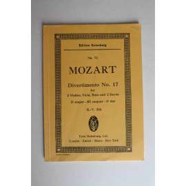 Divertimento No. 17 for 2 Violins, Viola, Bass and 2 Horns D dur (noty, housle, viola, kontrabas [basa], lesní roh)