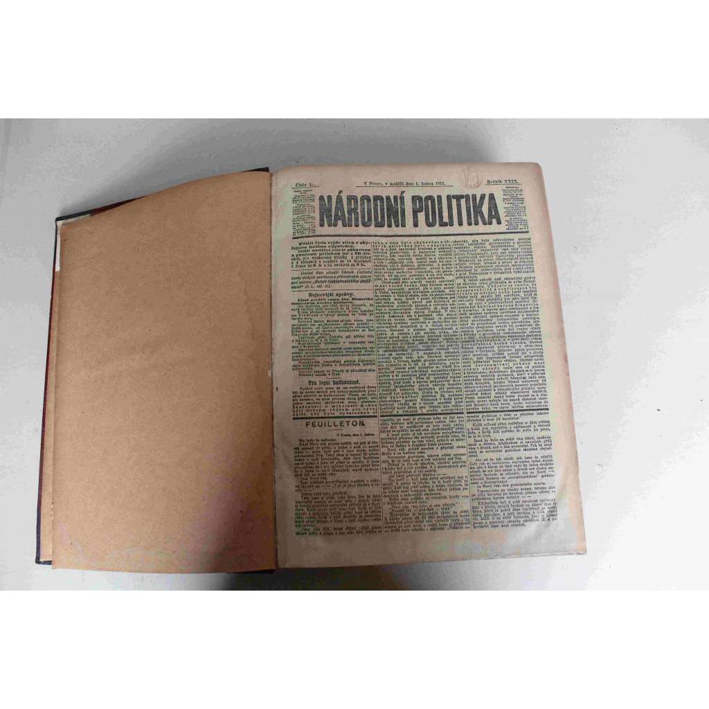 Národní politika 1911, ročník XXVIX [1] (leden, únor) [noviny, deník, Rakousko Uhersko, mj. Sčítání lidu, Události na Balkáně, Hakatismus v našem Slezsku, Ústavní krise v Anglii, Drahý mír, inzerce)