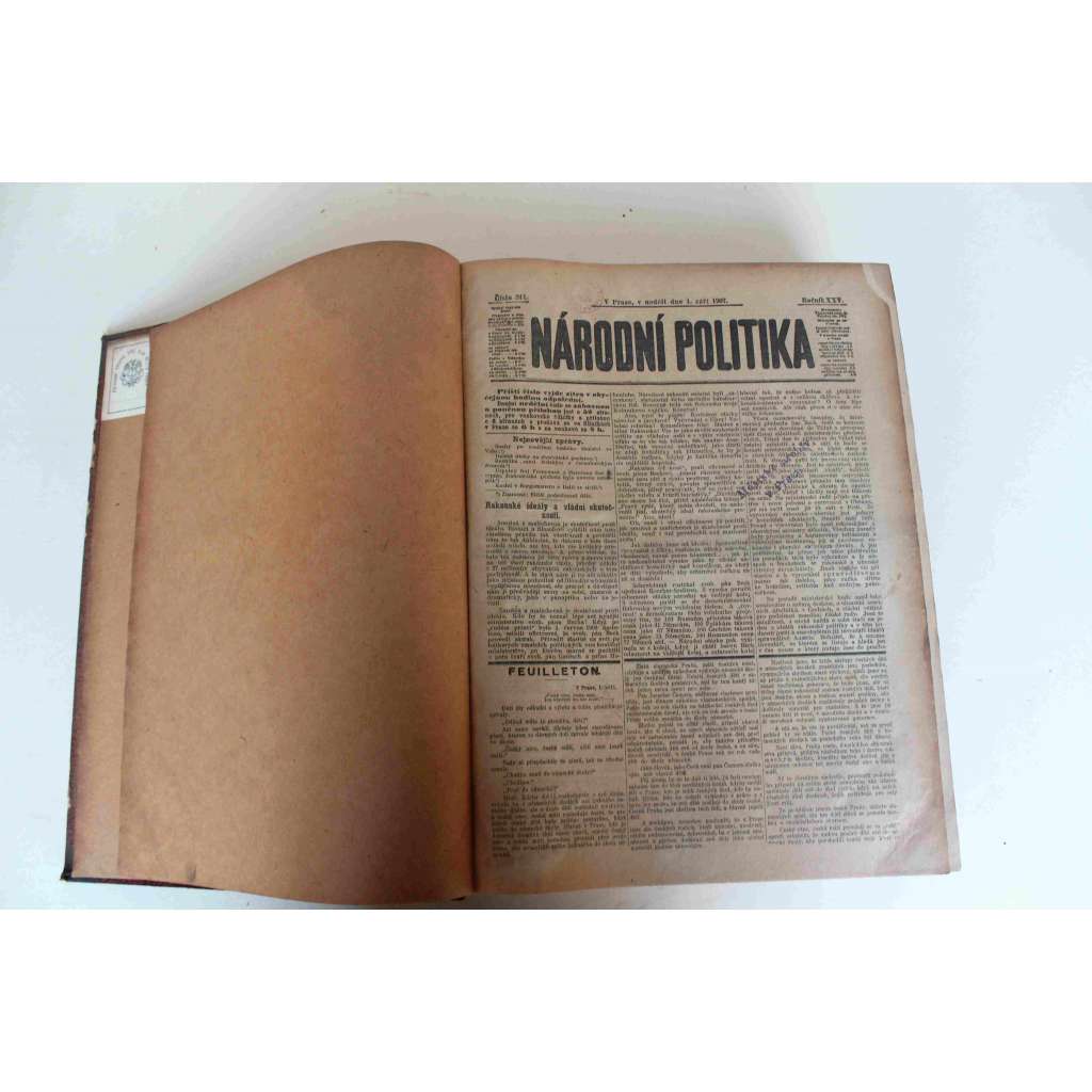 Národní politika 1907 [5] ročník XXV (září, říjen) [noviny, deník, Rakousko Uhersko, mj. Události na Rusi, Nové bouře v Maroku, Kongres Volné Myšlenky, Nové pronásledování Slováků, Vážná nemoc Jeho Veličenstva císaře)