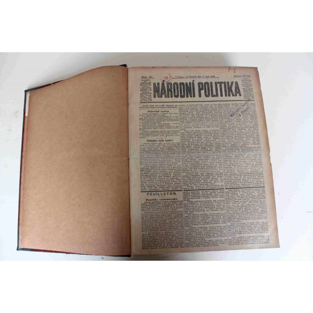 Národní politika 1910 [5] ročník XXVIII (září, říjen) [noviny, deník, Rakousko Uhersko, mj. Události na Balkáně, Česká zahradnicko-ovocnická výstava v Praze, Povodně na Moravě, Jazykový spor o Prahu, Mandáty dra Luegera)