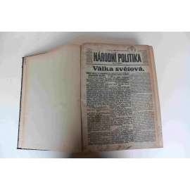 Národní politika 1915, ročník XXXIII (leden-březen) [noviny, deník, první světová válka, mj. Válka světová, Palestýna, Nový Joffreův plán?, Bitva u Varšavy, Boje u Dardanel, Boje u Soissonsu, Válka na Kavkaze, Námořní válka)