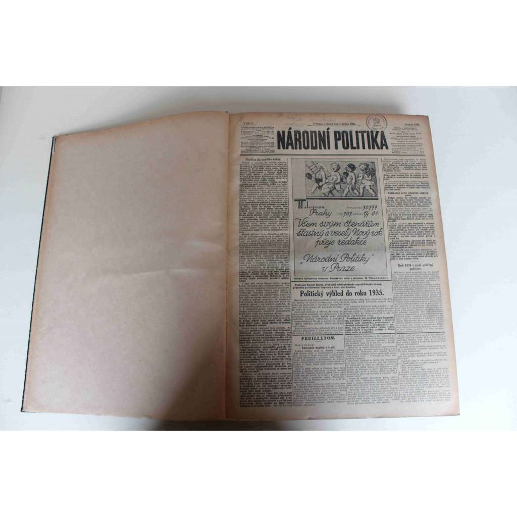 Národní politika 1935, roč. LIII (leden-únor) (noviny, deník, první republika, mj. Vojenský rok 1934 [Masaryk], Důl Nelson v Oseku, Sársko, Společná cesta Říma a Paříže [Mussolini], Adolf Hitler, Výbojné Japonsko)