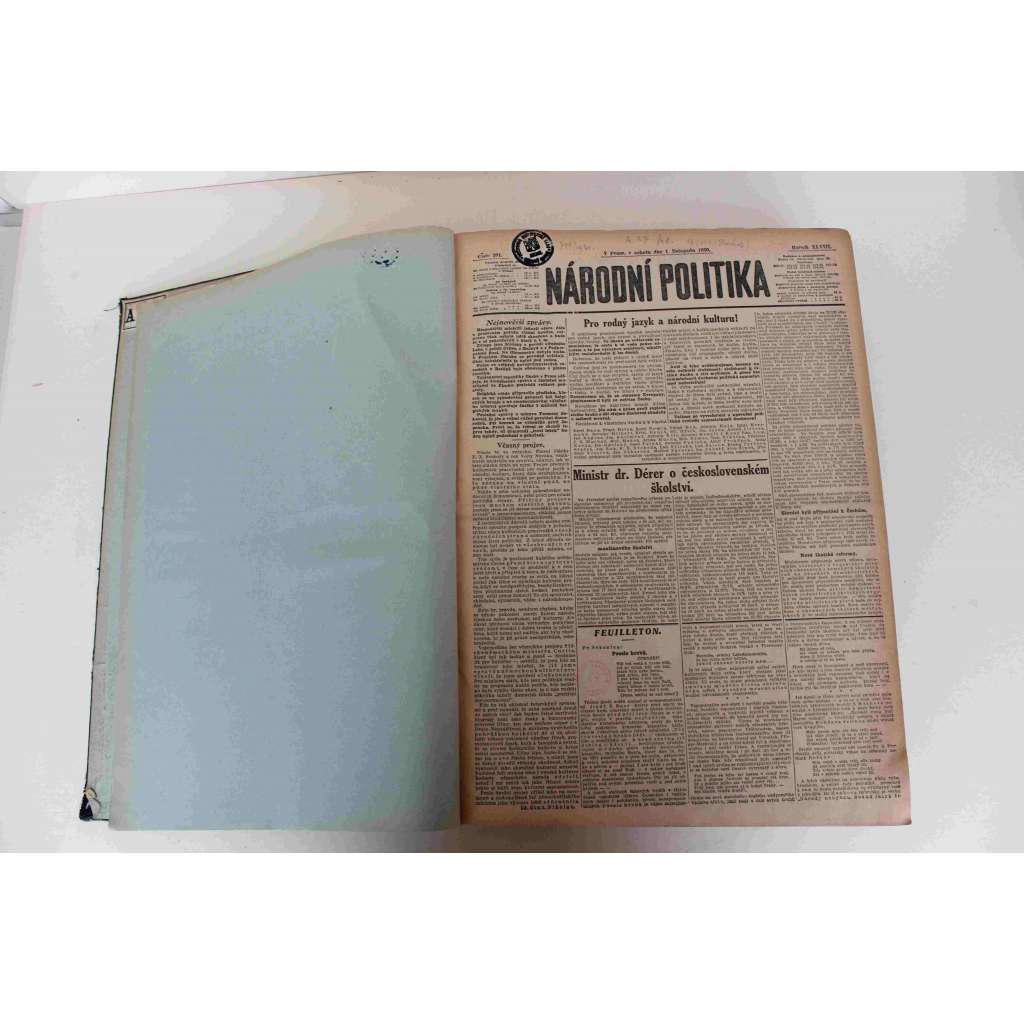 Národní politika 1930 roč. XLVIII (listopad-prosinec) (noviny, deník, první republika, mj. Filozofická fakulta UK, Naše hroby v Rusku [legie, legionáři], Cestou k Bílé Hoře, Bitva u Slavkova, Německo proti východu)