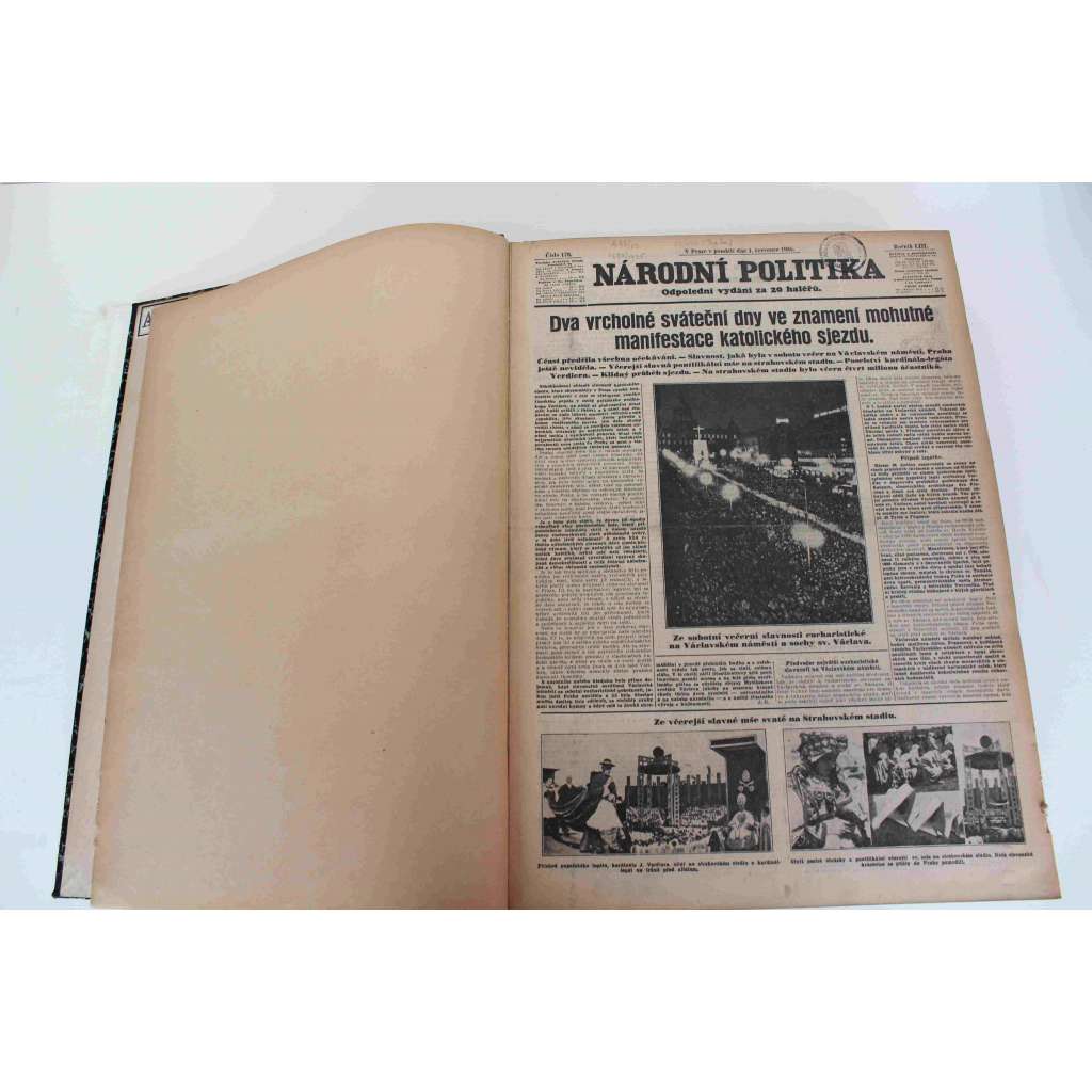 Národní politika 1935, roč. LIII (červenec-srpen) (noviny, deník, první republika, mj. Katolický sjezd se končí, Wiimbledon 1935, Husova idea na počátku našeho odboje, Bílý dům ve Washingtonu, válka Italsko-habešská, Úprava Pražského hradu)