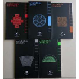 DESET STOLETÍ ARCHITEKTURY - komplet 6 svazků (1- Architektura románská, 2- gotická, 3- renesanční, 4- barokní, 5-19. století, 6- 20. století [románský sloh, gotika, baroko  -kostely kláštery hrady zámky domy stavby]