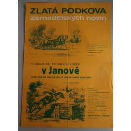 Plakát - Janov u Litomyšle, dostihy, závody Zlatá podkova 1988