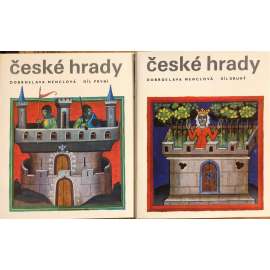 České hrady I. a II. díl (2 svazky) [středověké stavby, románské a gotické, stavební dějiny, vývoj hradní architektury, opevněná feudální panská sídla doby přemyslovské, Václava IV., husitství, jagellonské; obranné věže, opevnění, hradby, kastel, hrad]