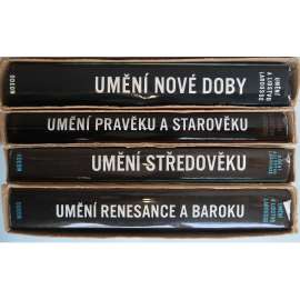 Umění a lidstvo, Larousse 1-4 KOMPLET Dějiny umění světa - Umění pravěku a starověku, Umění středověku, Umění renesance a baroku, Umění nové doby [architektura malba sochařství obrazy sochy stavby starověk antika středověk gotika baroko]