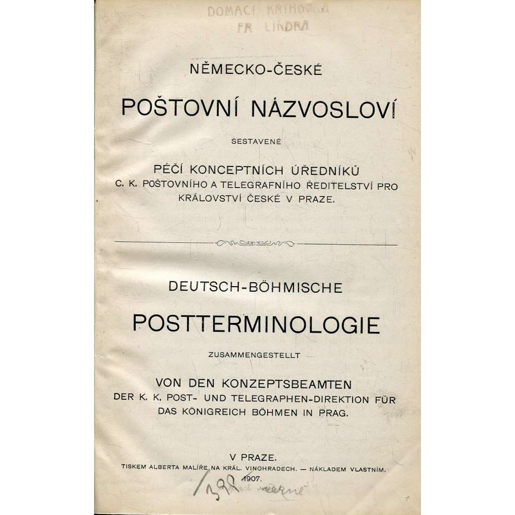 Německo-české poštovní názvosloví  / Deutsch-Böhmische Postterminologie