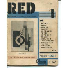 ReD, číslo 1/1927. Měsíčník pro moderní kulturu (Revue Svazu Moderní Kultury "Devětsil" Praha )