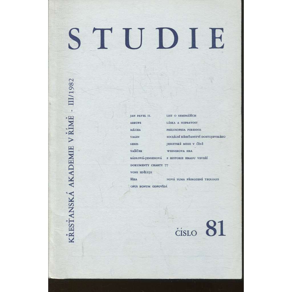 Studie, číslo 81, ročník III./1982 (exilové vydání)