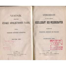 Věstník královské české společnosti nauk (historie, filozofie, jazykověda) 1890 [Důchody a statky jesuitských kolejí, Petr. Lambeck a Balbínova Epitomie, Zarathuštra a Mazdeism]