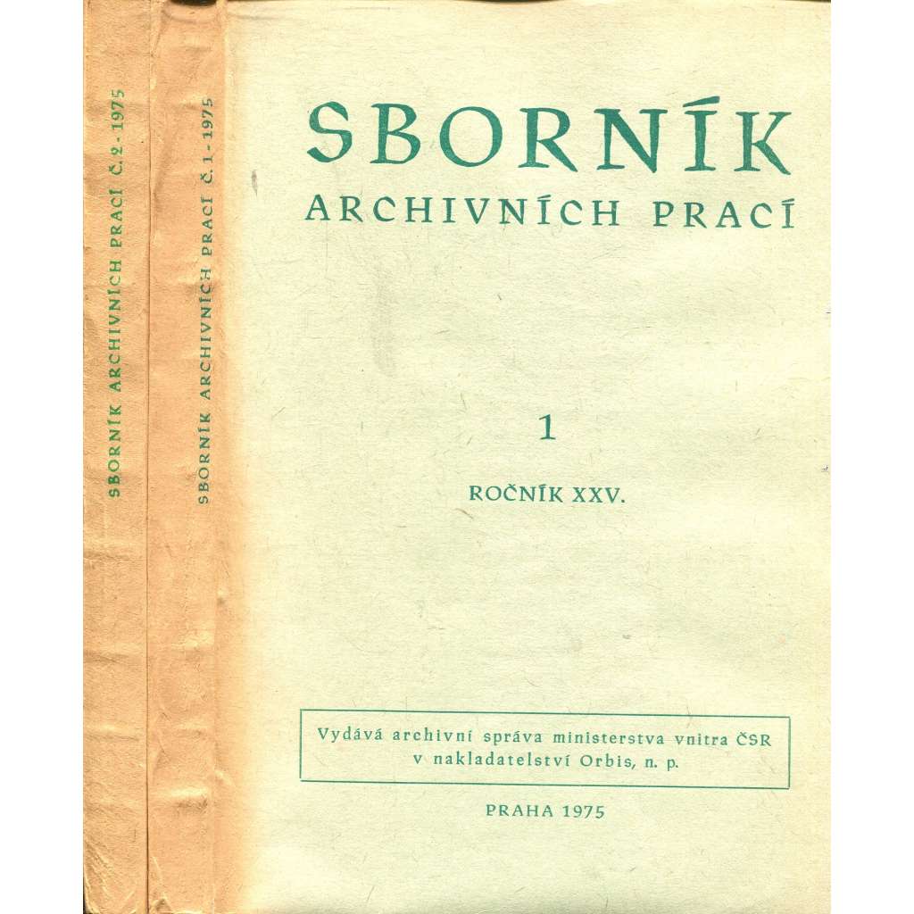 Sborník archivních prací, ročník XXV., číslo 1 a 2/1975 (2 svazky)