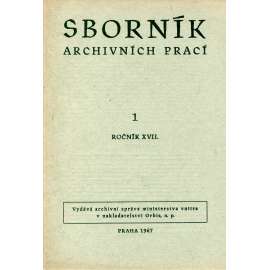 Sborník archivních prací, ročník XVII., číslo 1/1967