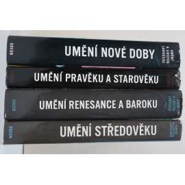 Umění a lidstvo, Larousse 1-4 KOMPLET Dějiny umění světa - Umění pravěku a starověku, Umění středověku, Umění renesance a baroku, Umění nové doby [architektura malba sochařství obrazy sochy stavby starověk antika středověk gotika baroko]