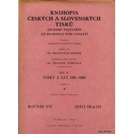 Knihopis českých a slovenských tisků II - část V. (seš.110-124)(vyd. r. 1949) [soupis starých českých knih]