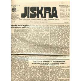 Jiskra. Župní komunistický týdeník organisací na jižní a jihozápadní Moravě. Ročník IX., číslo 33. (25.8.1927) - staré noviny