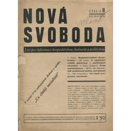 Nová svoboda, ročník XII., číslo 8/1935. List pro informaci hospodářskou, kulturní a politickou (časopis, noviny)