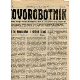 Kovorobotník, ročník IV., číslo 20/1922 (1. republika, noviny, text slovensky) - Odborový časopis Sväzu kovorobotníkov v Československej Republike (odbory)