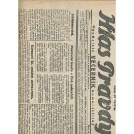 Hlas pravdy, ročník I., číslo 25/1925. Neodvislý večerník komunistický (1. republika, staré noviny, komunistická literatura)