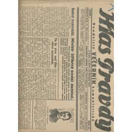 Hlas pravdy, ročník I., číslo 49/1925. Neodvislý večerník komunistický (1. republika, staré noviny, komunistická literatura)