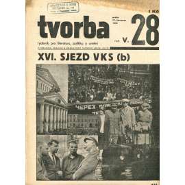 Tvorba, ročník V., číslo 28/1930. List pro literaturu, politiku a umění (1. republika, časopis, noviny)