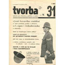 Tvorba, ročník V., číslo 31/1930. List pro literaturu, politiku a umění (1. republika, časopis, noviny)