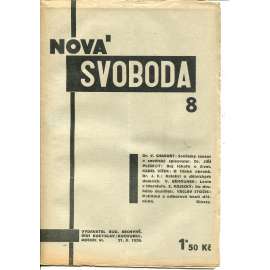 Nová svoboda, ročník VI., číslo 8/1929 (1. republika, časopis, noviny)