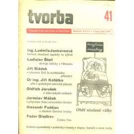 Tvorba – Týdeník pro kulturu a politiku, ročník XVIII., číslo 41/1949 (časopis, noviny)