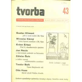 Tvorba – Týdeník pro kulturu a politiku, ročník XVIII., číslo 43/1949 (časopis, noviny)