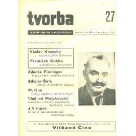 Tvorba – Týdeník pro kulturu a politiku, ročník XVIII., číslo 27/1949 (časopis, noviny)