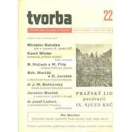 Tvorba – Týdeník pro kulturu a politiku, ročník XVIII., číslo 22/1949 (časopis, noviny)